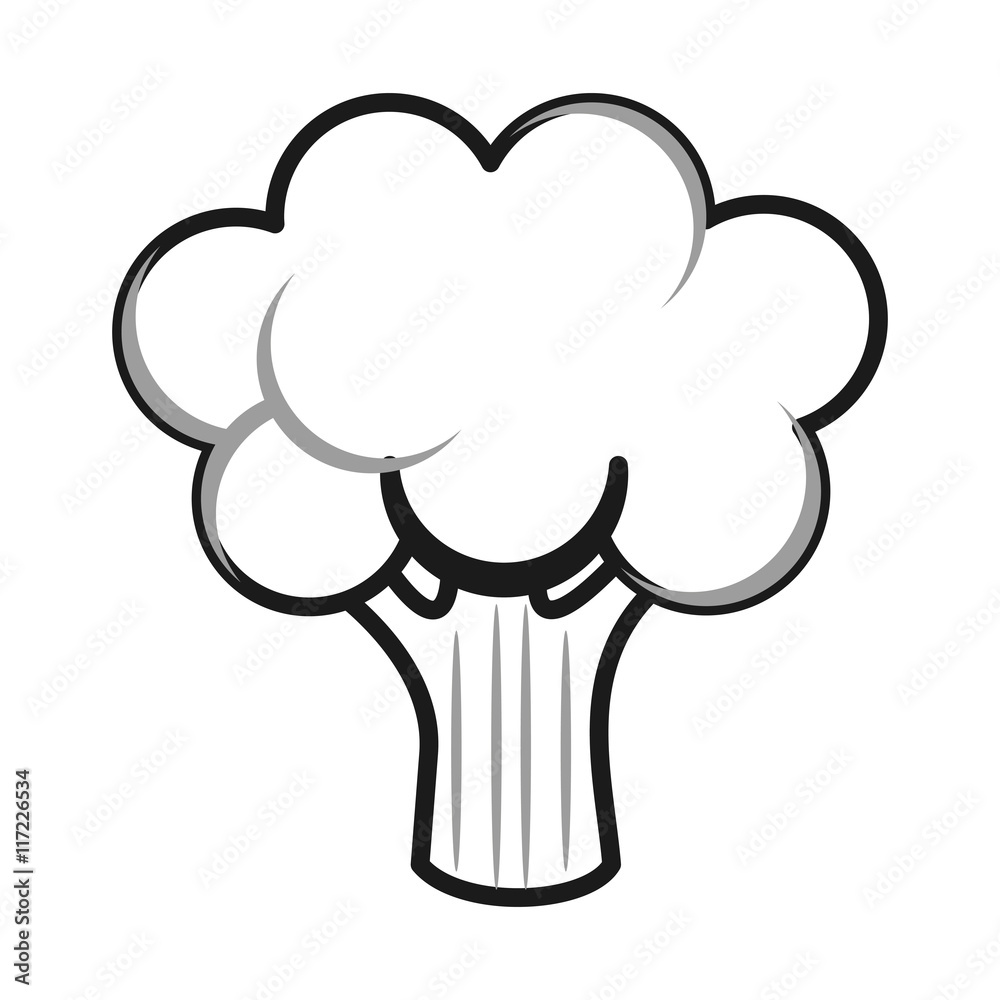 flat design whole broccoli icon vector illustration