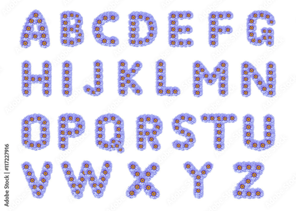 flowers alphabet on white background. Letters A to Z flowers alphabet on white background. Letters A to Z