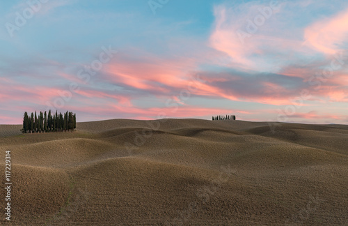 Tuscany landscape. cypresses and hills