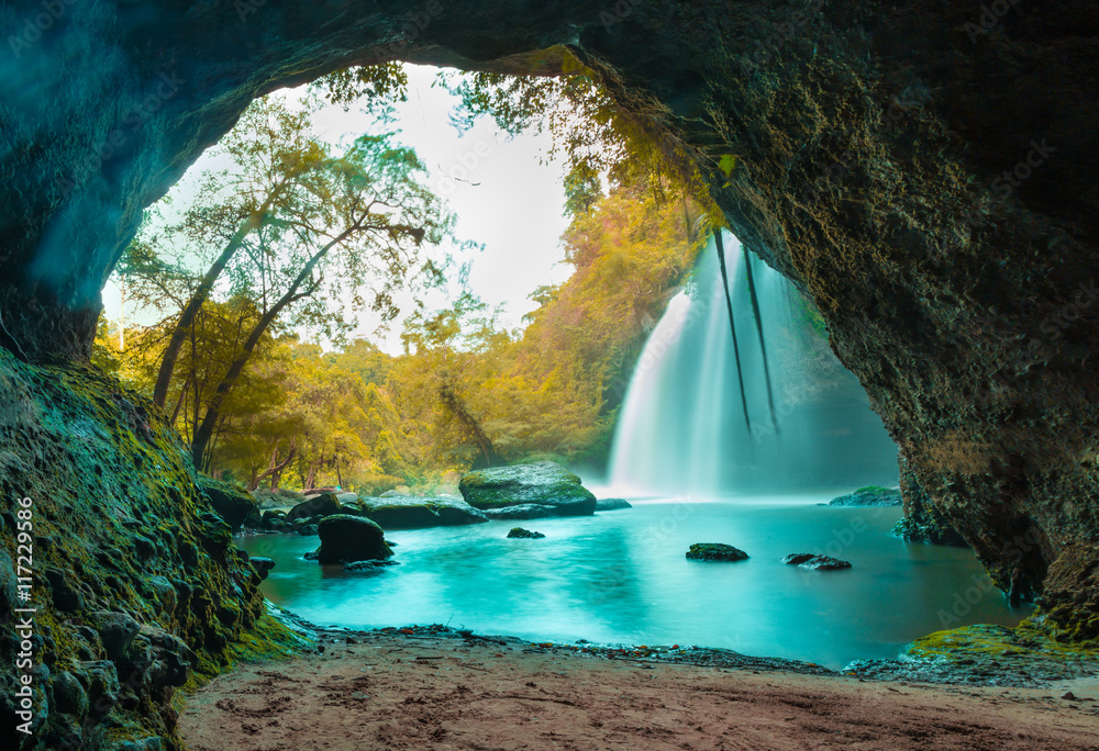 Cave in Thailand Haew Suwat Waterfall