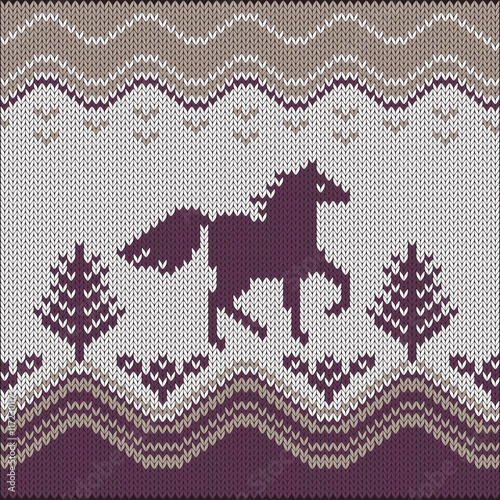 Seamless knitting pattern with horse