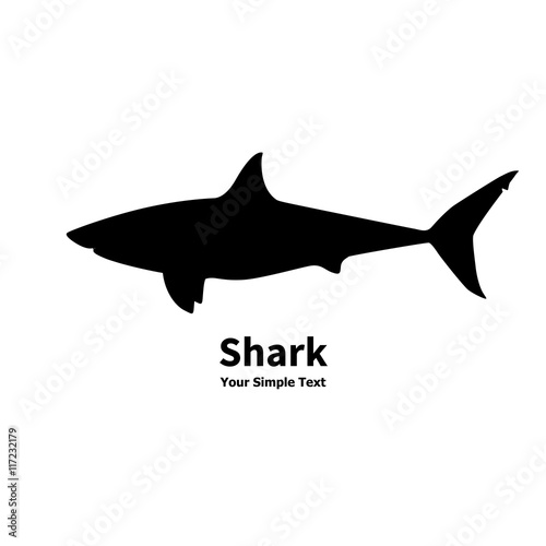 Vector illustration of black silhouette of shark