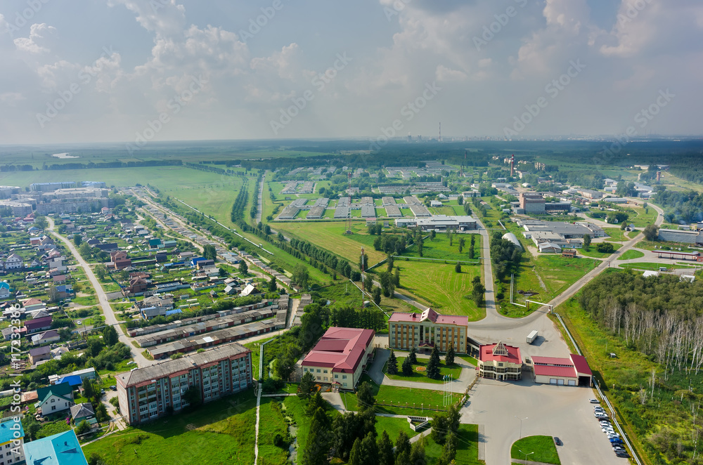 Borovskiy, Russia - July 29, 2016: Aerial view onto poultry farm