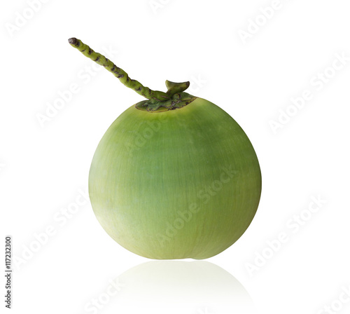 Green young coconut isolated on white background. Saved with cli
