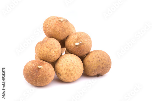 Close up longan isolated on white