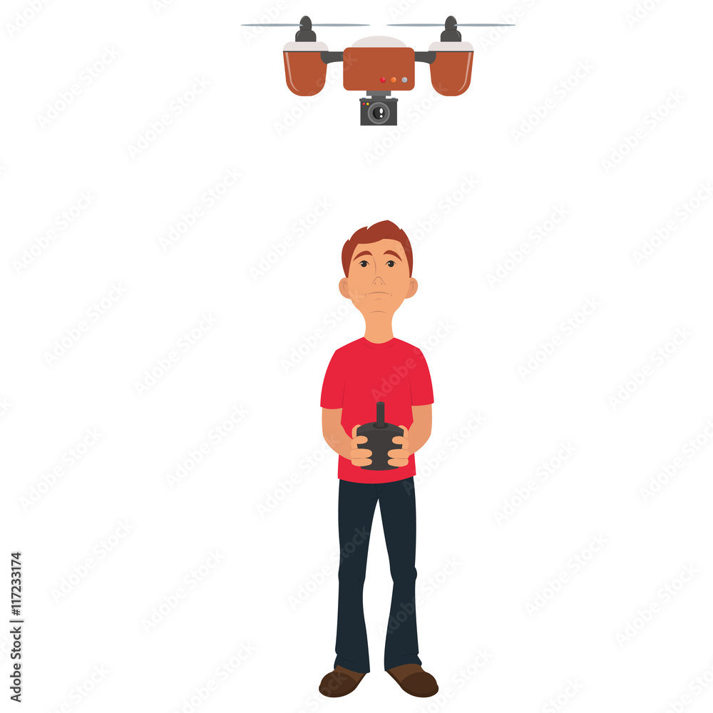 guy runs a flying drone.