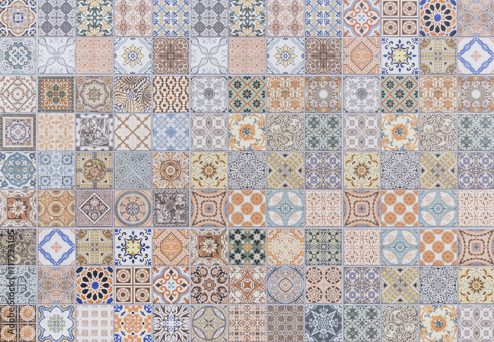 Fototapeta premium Pattern of vintage style wall tile texture