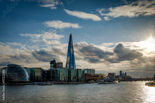 Daytime panoramic view of the south bank of river Thames in southwark skyline of London, England, UK during the day photo
