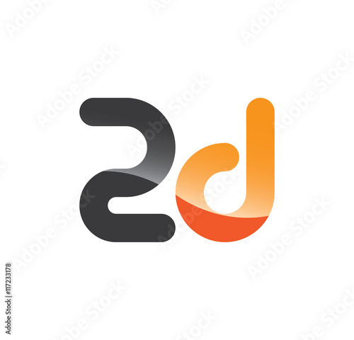 2d initial grey and orange with shine