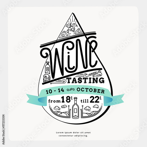 wine tasting retro vector illustration