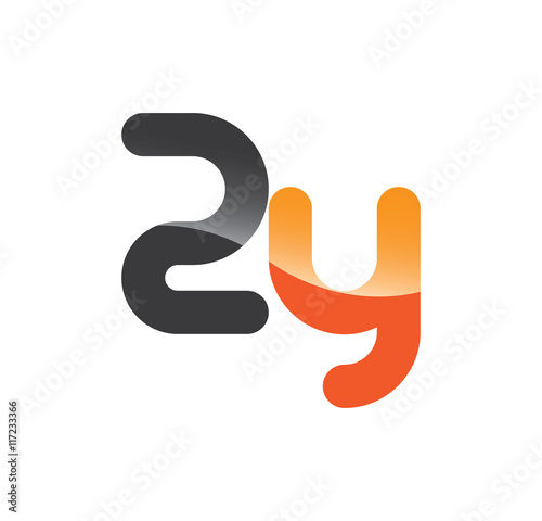 2y initial grey and orange with shine