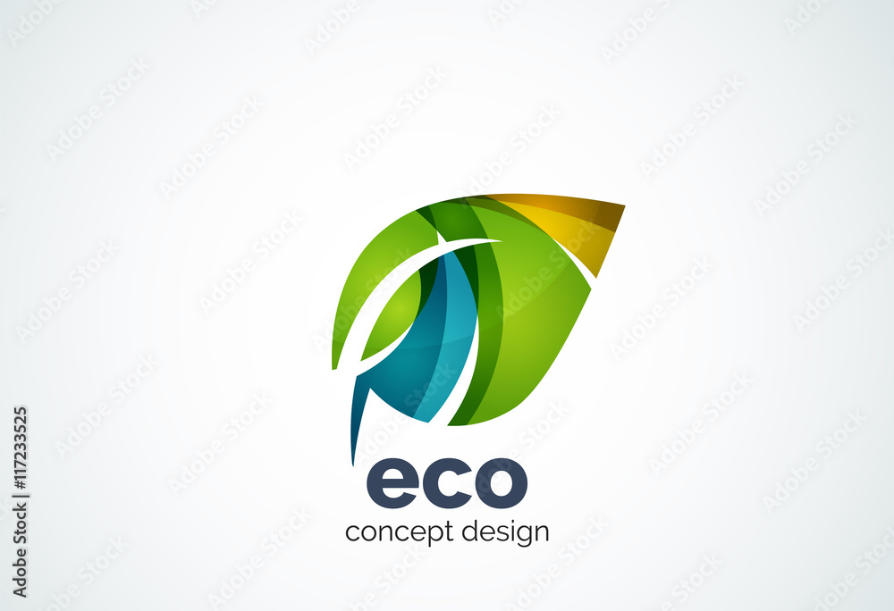 Abstract business company leaf logo template, green concept