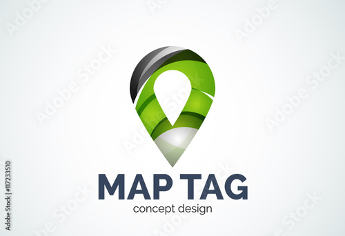 Free Download Abstract business company map tag or locator logo template, navigation pointer concept - GFXLoad