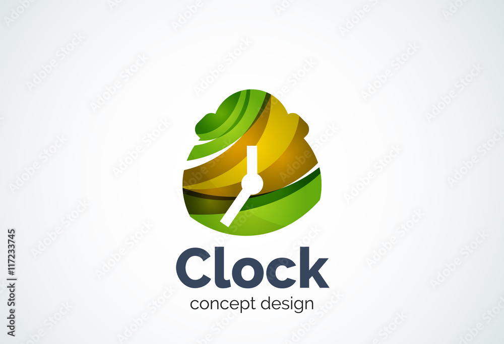 Clock logo template, time management business concept