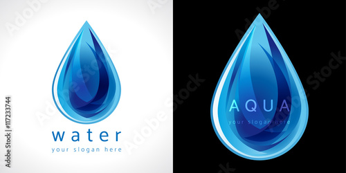 Water drop icon. The logotype for aqua protection or water delivery.