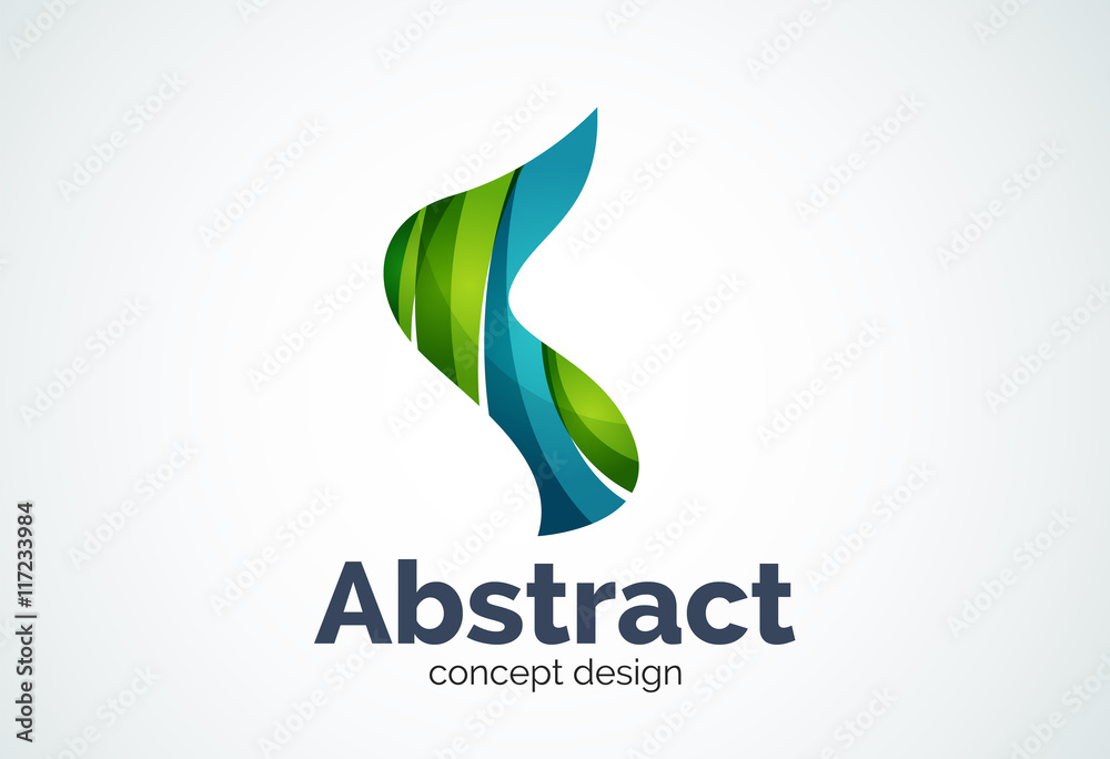 Abstract wave logo template, smooth motion concept