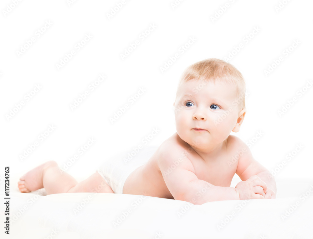 Portrait of a cute smiling infant baby crawling Portrait of a cute smiling infant baby crawling