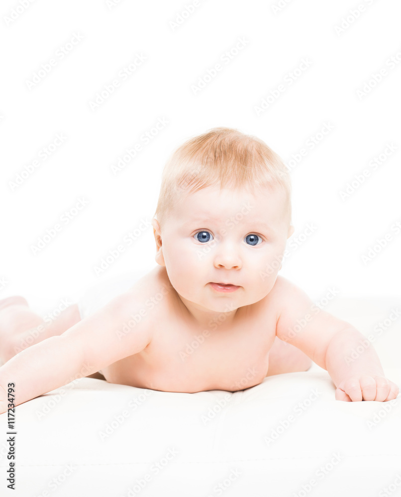 Portrait of a cute smiling infant baby crawling Portrait of a cute smiling infant baby crawling