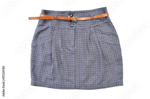 checkered beige skirt isolated on the white background