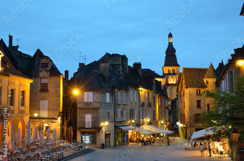 Evening cityscape of the French town Sarlat