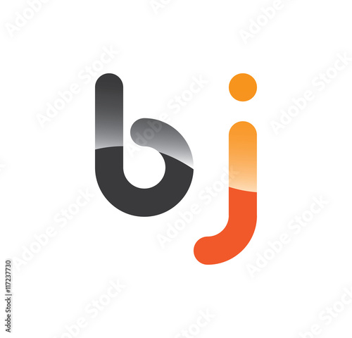 bj initial grey and orange with shine