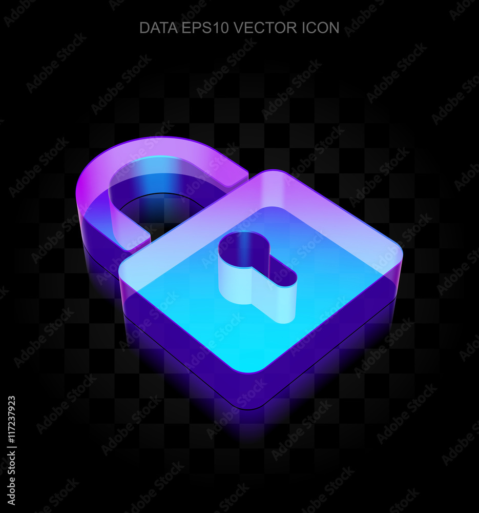 Information icon: 3d neon glowing Closed Padlock made of glass, EPS 10 vector. Information icon: 3d neon glowing Closed Padlock made of glass, EPS 10 vector.