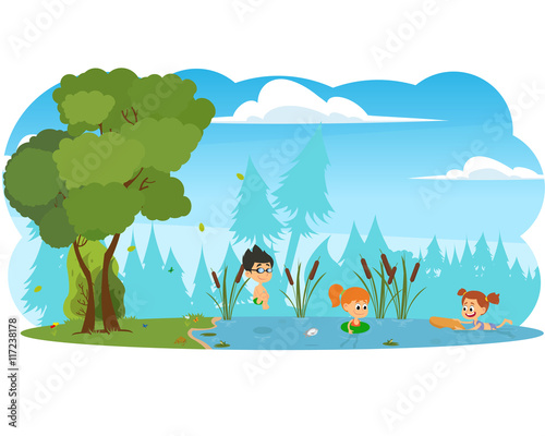 boy jumping into the river.