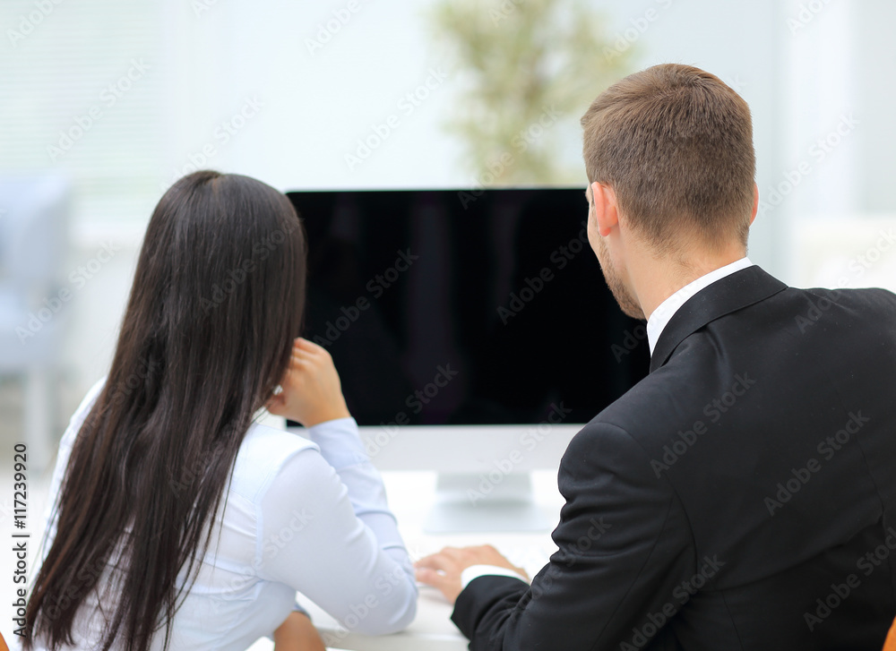 Business presentation on computer Business presentation on computer