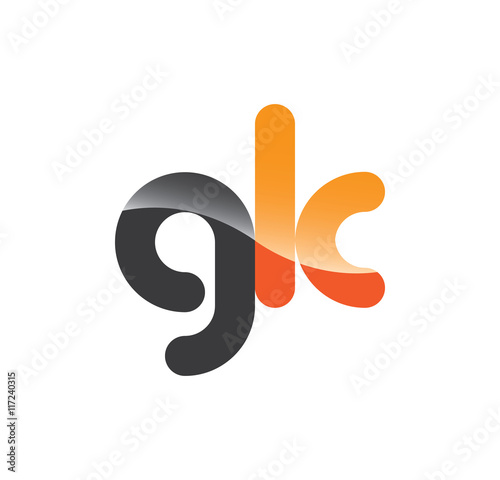 gk initial grey and orange with shine