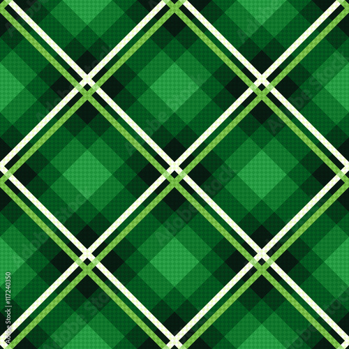 Diagonal seamless fabric pattern mainly in emerald hues