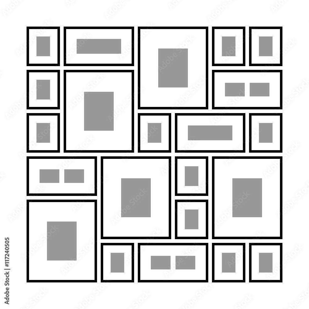 An Example of Arrangement of Photo Frames on the Wall, Different Photo Frames on the Wall , Vector Illustration An Example of Arrangement of Photo Frames on the Wall, Different Photo Frames on the Wall , Vector Illustration
