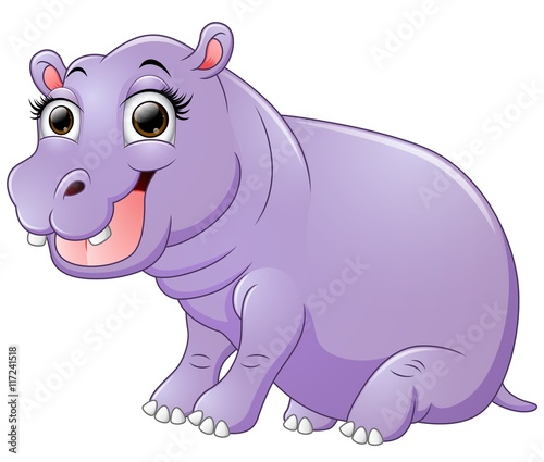 Happy hippo cartoon sitting