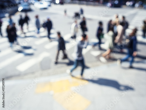 People walk on street movement cross intersection Abstract Blur