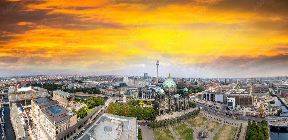 Berliner Dom and city buildings as seen from the air, Germany