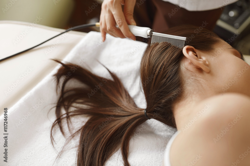 Fototapeta premium Brushing Beautiful Woman Long Hair. Hair Beauty Treatment