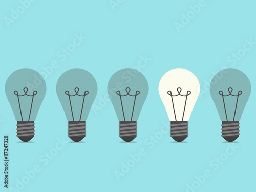 Burning lightbulb, flat design