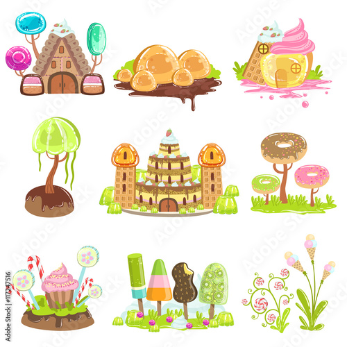 Fantasy Landscape Elements Made Of Sweets And Candy