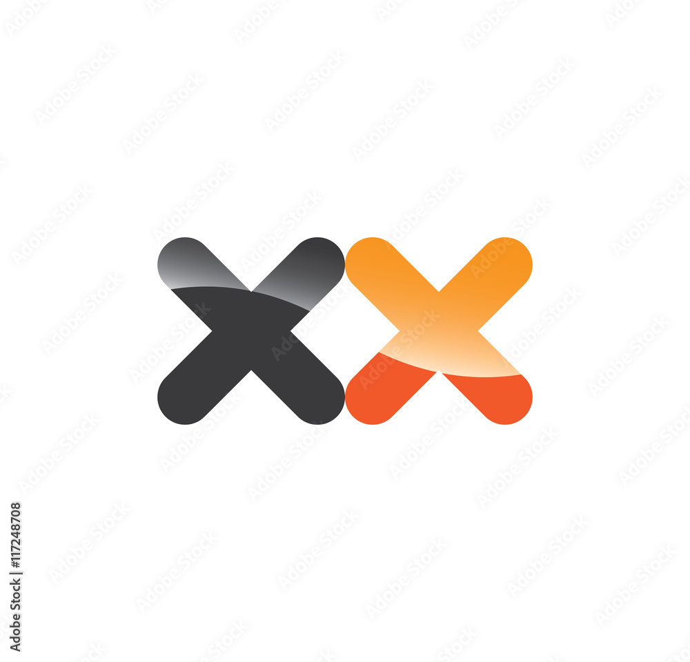 Obraz premium xx initial grey and orange with shine