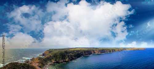 Cape Schanck mountains and ocean aerial view, Mornington Peninsu photo