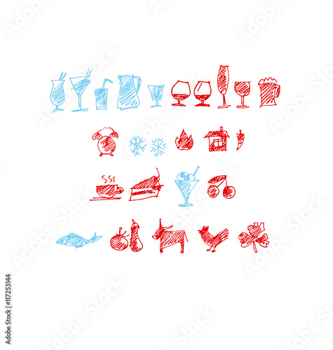 food icon set. shabby meal ...
