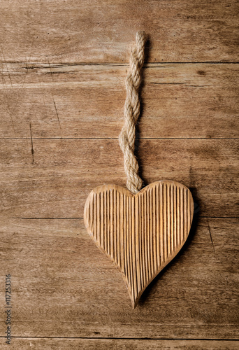 cœur, bois, amour, romantique, corde, décoration, rustique,