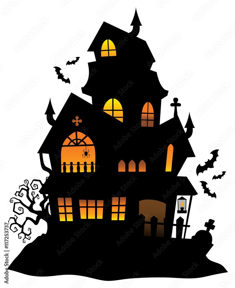 Haunted house silhouette theme image 1