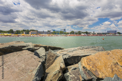 Mamaia seaside resort. Mamaia is the largest and best known resort on Romanian Riviera. It's situated on an 8km long and 300m wide sandy land strip at the Black Sea. photo