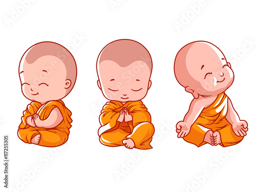 Set of little meditating monks.