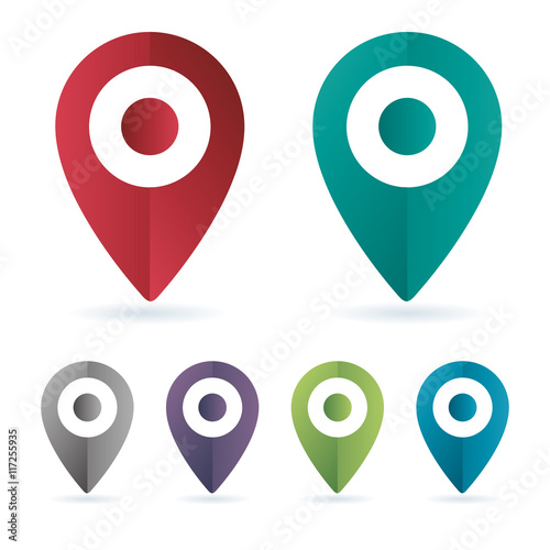 Set color maping pin location vector icons