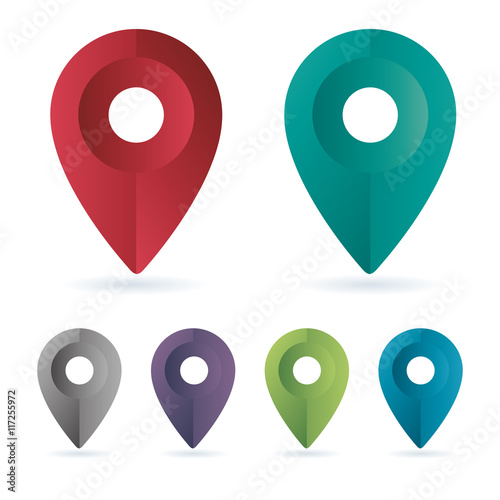 Set color maping pin location vector icons