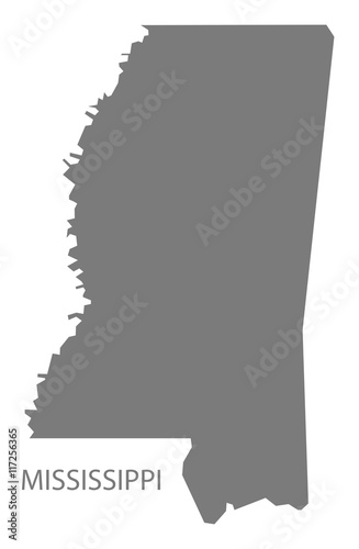 Fototapeta Naklejka Na Ścianę i Meble -  Mississippi USA Map grey