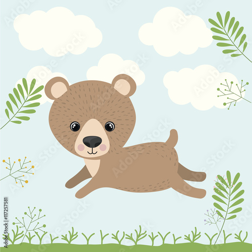 bear cute wildlife icon vector isolated graphic