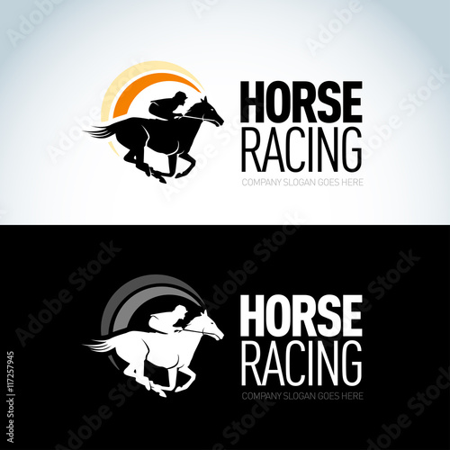 Fototapeta Horse Racing logotype template, color and black vector logo variations
