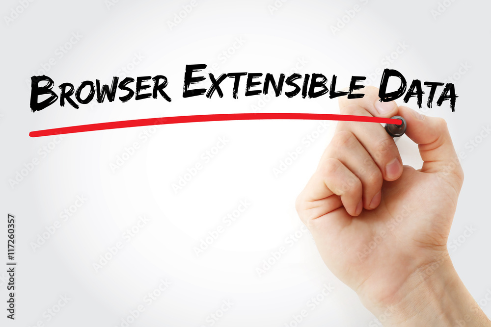 Fototapeta premium Hand writing Browser Extensible Data with marker, concept background